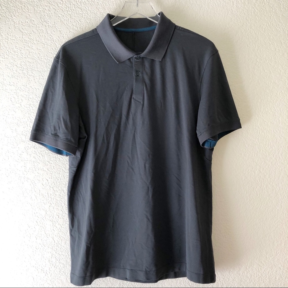 Lululemon Dark Grey Blue Athletic Polo Top